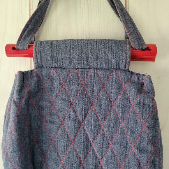 Vintage 1970’s Handmade Reversible Denim Handbag Purse. Embroidered, Quilted Bag - Picture 4 of 11